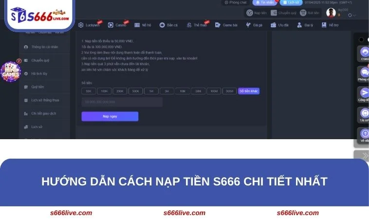 Nạp Tiền S666 246 Bật mí 4 phương thức nạp tiền S666 siêu tốc và an toàn nhất cho hội viên