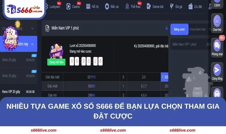 Xổ Số S666 263 Nhiều tựa game xổ số S666 để bạn lựa chọn tham gia đặt cược